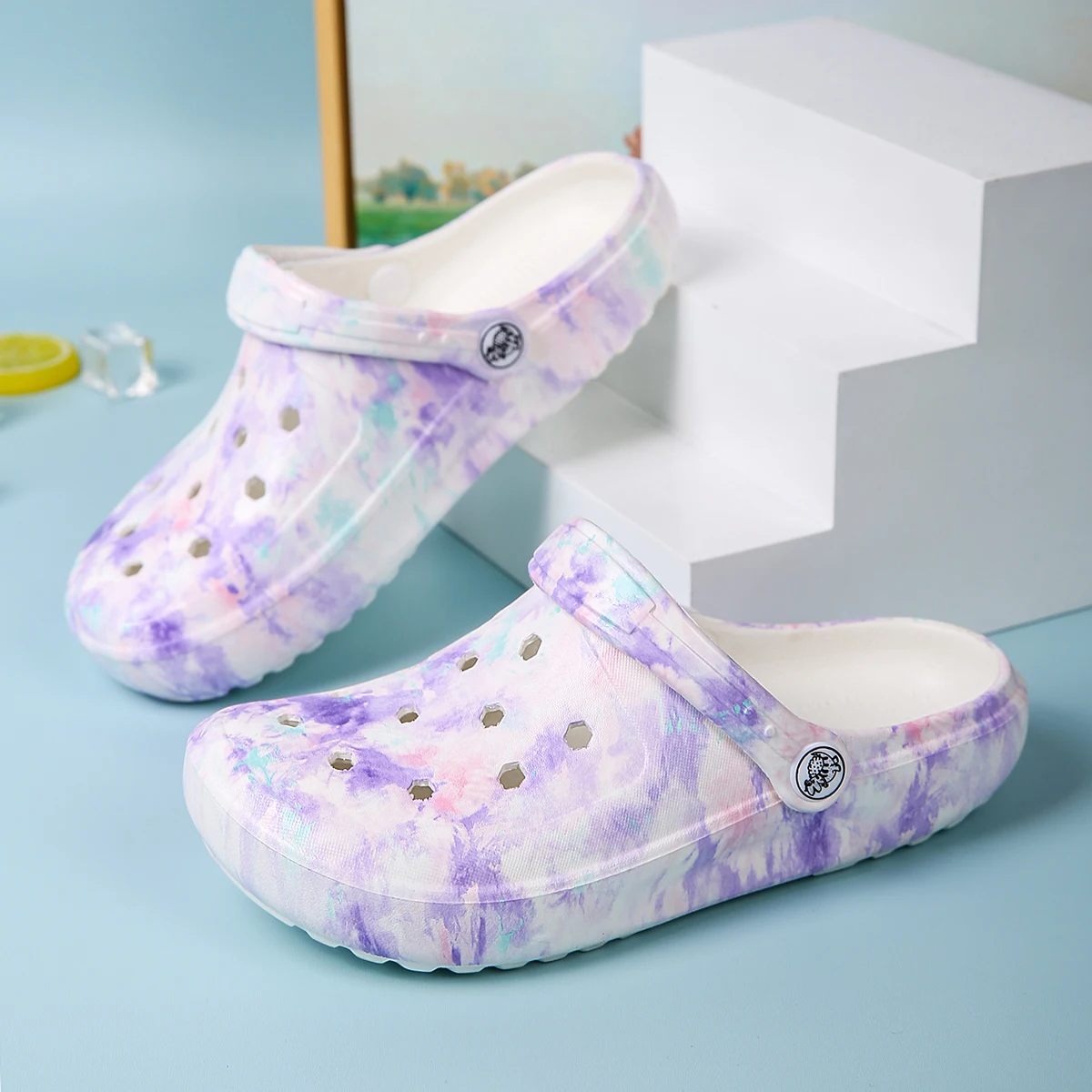 Women's Cartoon Stylish Print Garden Shoes, Lightweight Flat Two-way Wear Home Garden Clogs, Breathable Non-slip Beach Sandals 4