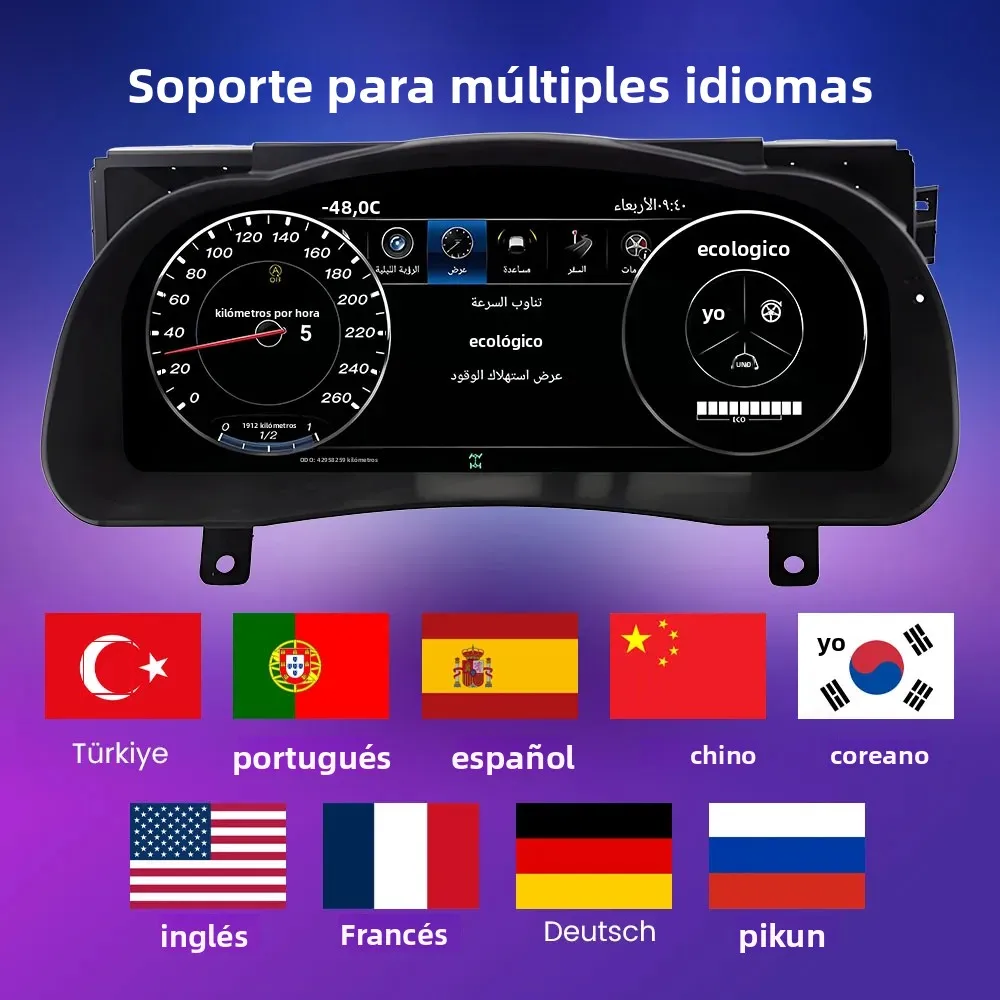 Tablero de instrumentos de panel para Toyota Highlander 2015-2020, velocímetro Digital LCD, tacómetro más reciente de 12,3 pulgadas 6