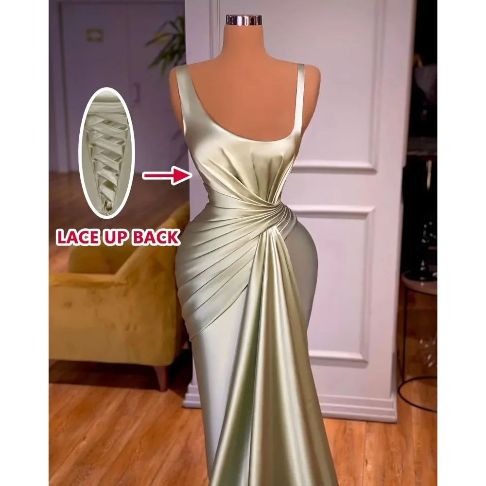 Wakuta Elegant Spaghetti Strap Mermaid Prom Dresses for Women Long Satin Bridesmaid Dresses Formal Evening Gowns robe soirée