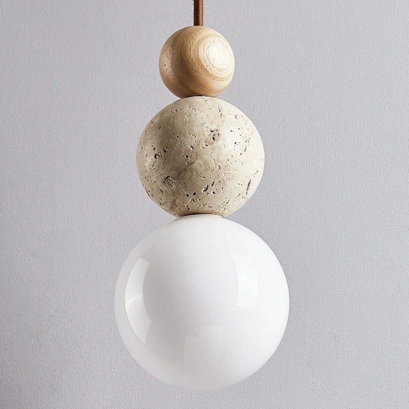 Wabi Sabi Stone Wood LED Chandelier Modern Deocrative Pendant Light Indoor Living Room Bedroom Creative Hanging Light Pendant Lights Pendant Lamp Chandelier Lighting