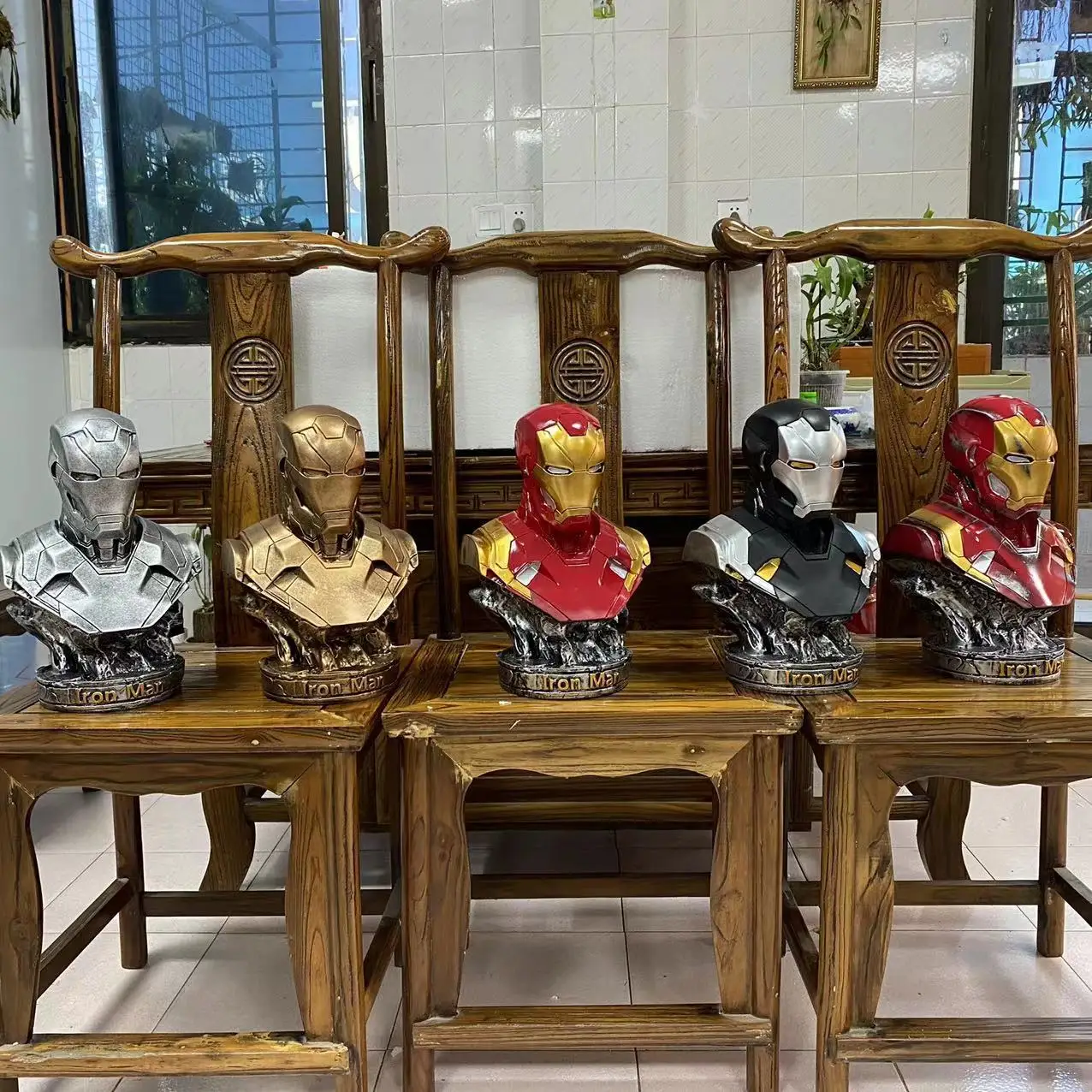 Marvel Avengers Black Panther Busto 1:1 Figura Iron Man Busto Anime Figure Decorazioni Soggiorno Grande Resina Regalo Da Collezione