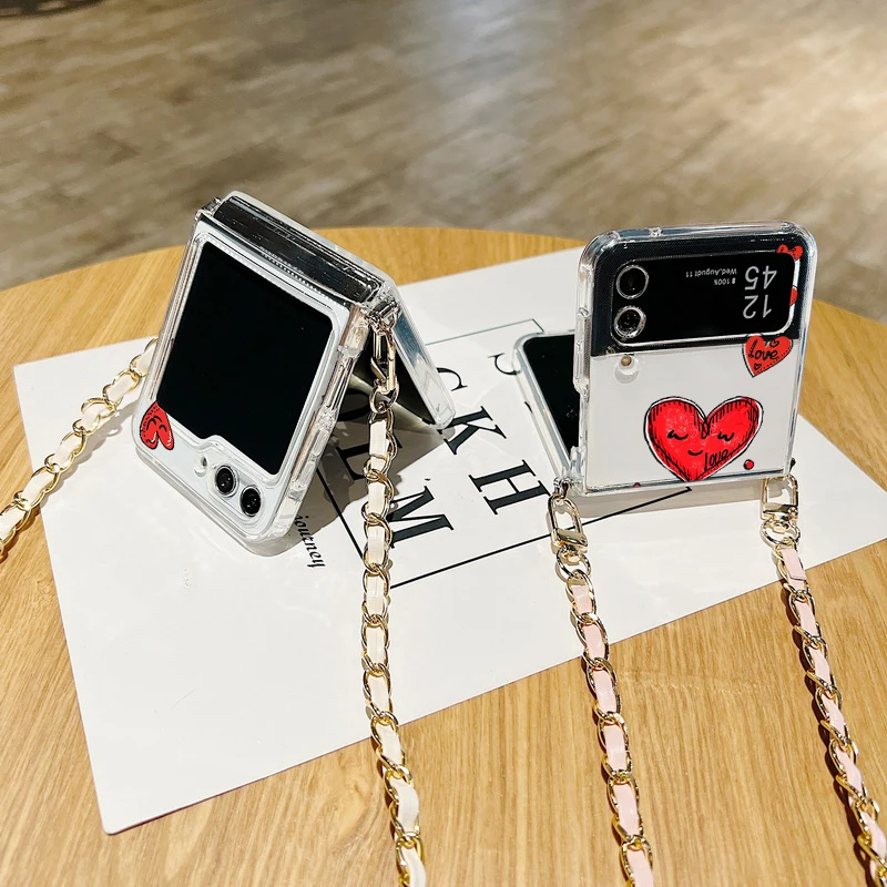 Cartoon Love Soft Lanyard Shockproof Crossbody Clear Phone Case