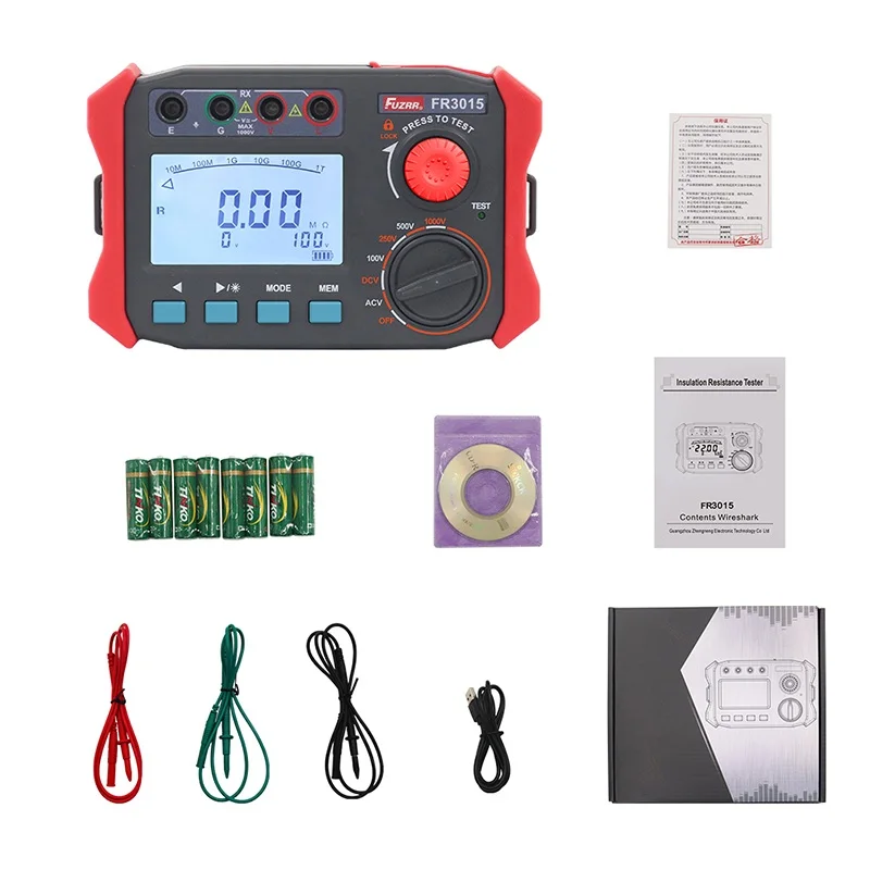 FR3015 FR3015E Megohmmeter Insulation Resistance Meter 2500V Handheld High AC DC Voltage Megameter Polarization Index Tester