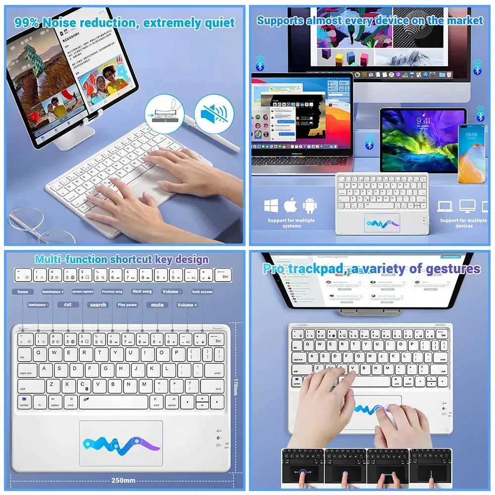 Universal Touch keyboard for iPad Air 13 11 M3 11th Gen ablet Keyboard for Samsung Galaxy Tab S10 Ultra Bluetooth Keyboard tablet keyboard
