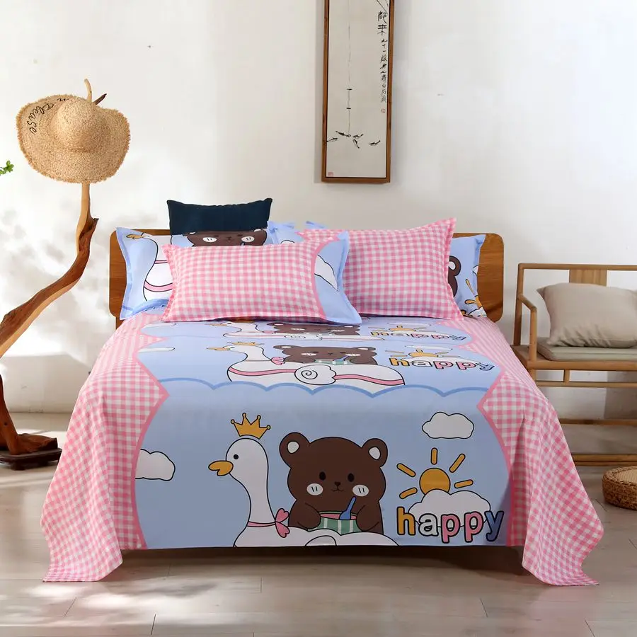 1Pcs Bed Sheet Home Textile Modern Polyester Cotton Flat Sheets Bed Linens Single Queen King Size Bedspread(No Pillow Covers) 5