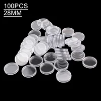 100Pcs 28mm Transparent Plastic Coin Holder Coin Collecting Box Case For Coins Storage Capsules Protection Boxes Container 1