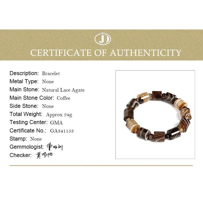 Genuine Natural Coffee Lace Agate Bracelet Women Handmade Tibetan Buddha Hand String Tube Rosary Prayer Charm Yoga Bangles JD charm bracelet