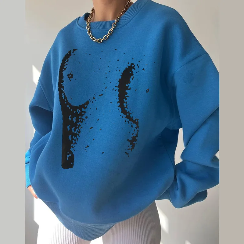 CGC Autumn Winter Women Sweatshirts Casual Long Sleeve O-Neck Pullover Fashion Aesthetic Printed Hoodies y2k Loose Sweatshirts