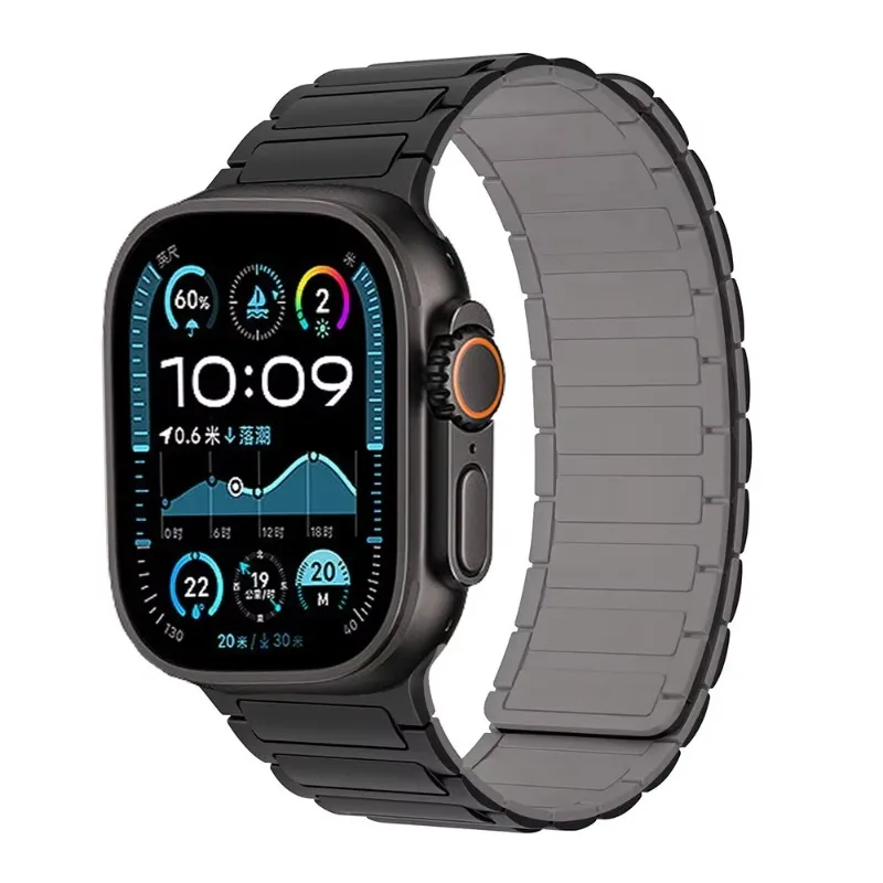 Textured Silicone Magnetic Bracelet Watchband Strap