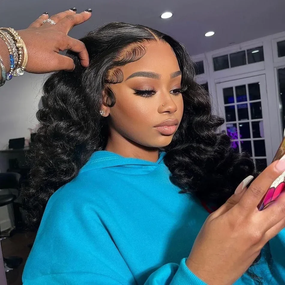 HD 13x6 Lose Naturwelle Lace Front Echthaarperücken 250 % Transparent 30 36 Zoll 13x4 360 Full Deep Water Wave Lace Frontal Perücken – Detail 24