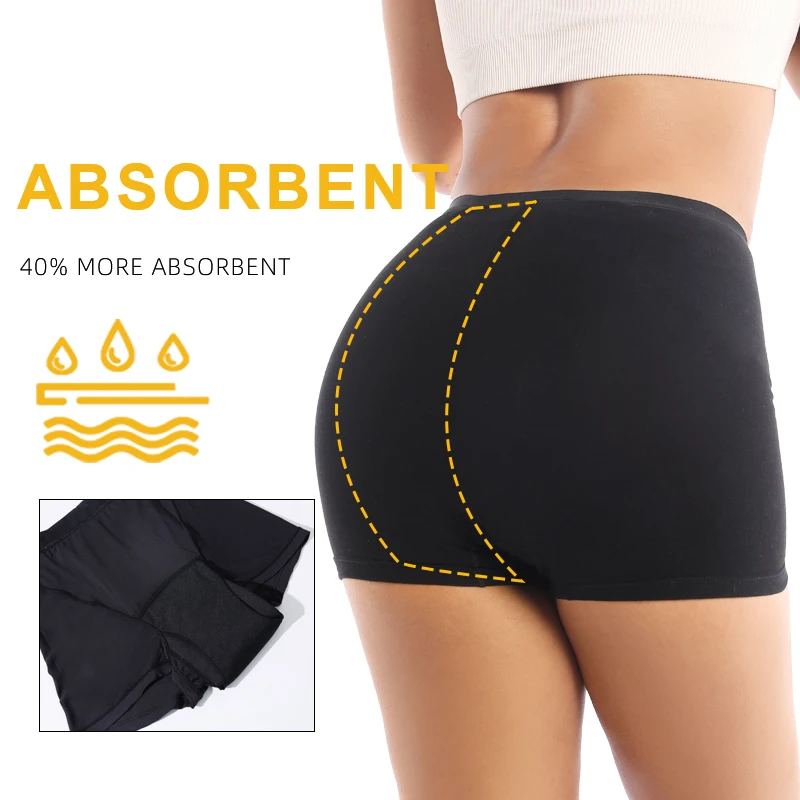 Culotte Menstruelle Rapflow pour Femme, Short Très Absorbant, Boxer Menstruel, Taille Haute, Sous-Vêtements Mensuels