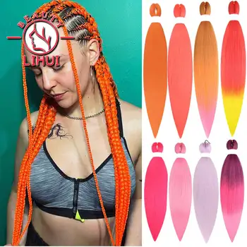 28 Inch Braiding Hair Pre Stretched Corlorful Synthetic Jumbo Braids Hair Extensions  Blue Yellow  Green Red Pink YAKI Braids 1