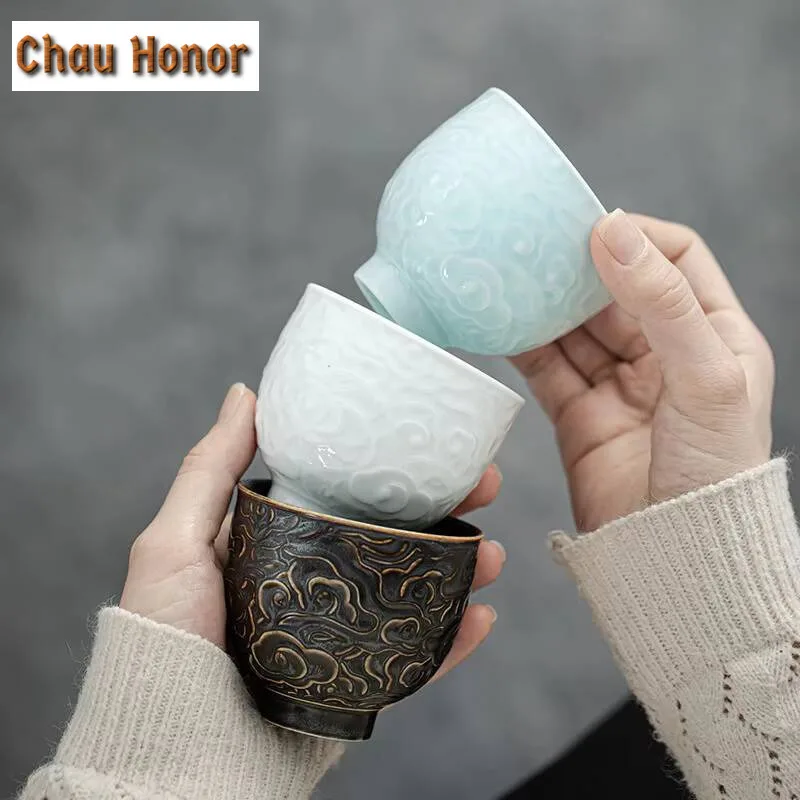 Japanese Style Five Color Tea Cup Ceramic Kung Fu Tea Cup Tea Bowl Large Home Master Cup Personal Single Cup 5 Cup Gift Box Set