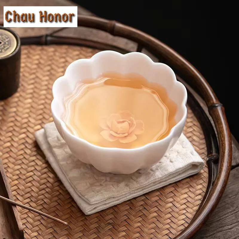 Boutique Ru Kiln Ceramic Small Teacup Handmade Household High-end Chinese Kung Fu Teaset Tea Ceremony Accessories Drinkware Gift