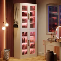 Tribesigns Tall Shoe Cabinet with Acrylic Doors and LED Lights, 8-Tier Entryway Shoe Storage Rack with Adjustable Shelves 2