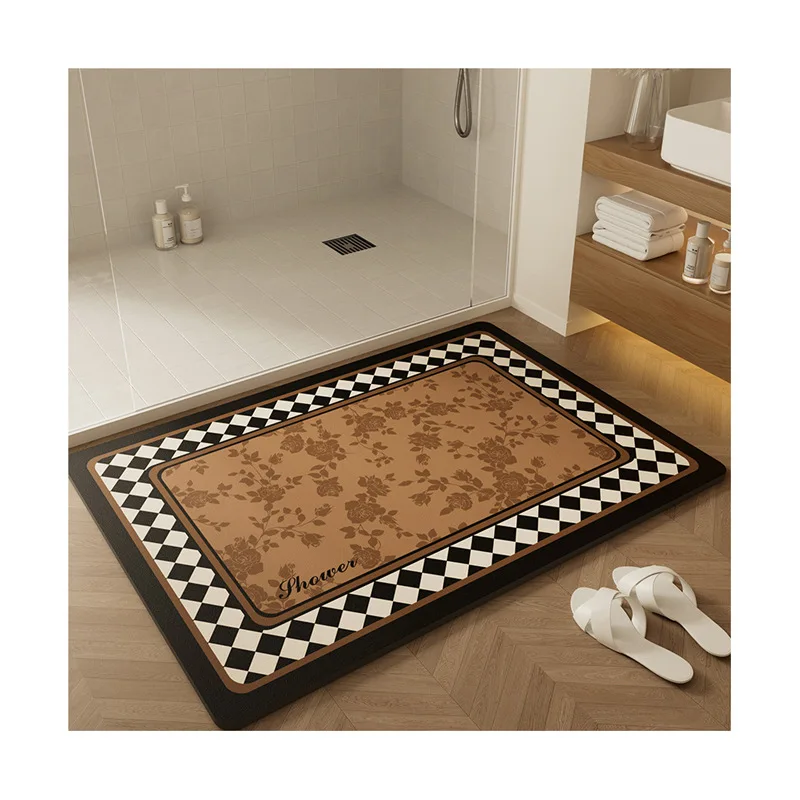 욕실 바닥 매트 레트로 아메리칸 스타일 규조토 욕실 미끄럼 방지 패드 욕실 흡수 패드 홈 퍼니싱