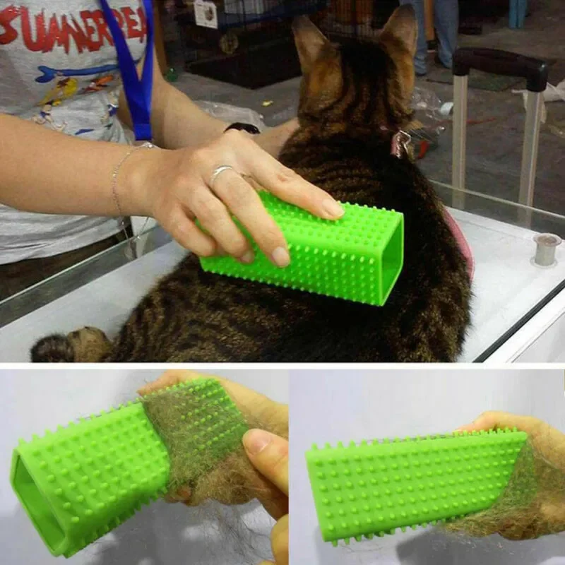 Pet dog cat rubber silicone hair remover Car furniture carpet clothes sofa cleaning brush Cat massage cleaning brush