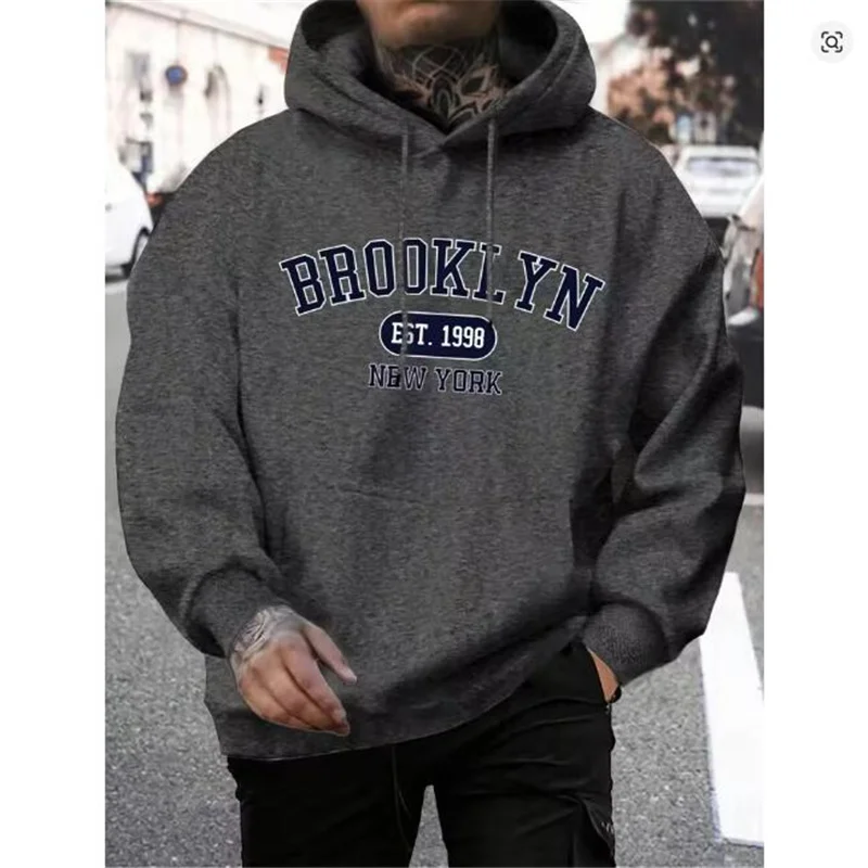 Brooklyn Est 1998 New York Printing Men Hoodies Harajuku Crewneck Hoodie Fashion Oversize Hoody Autumn Comfortable Tracksuit