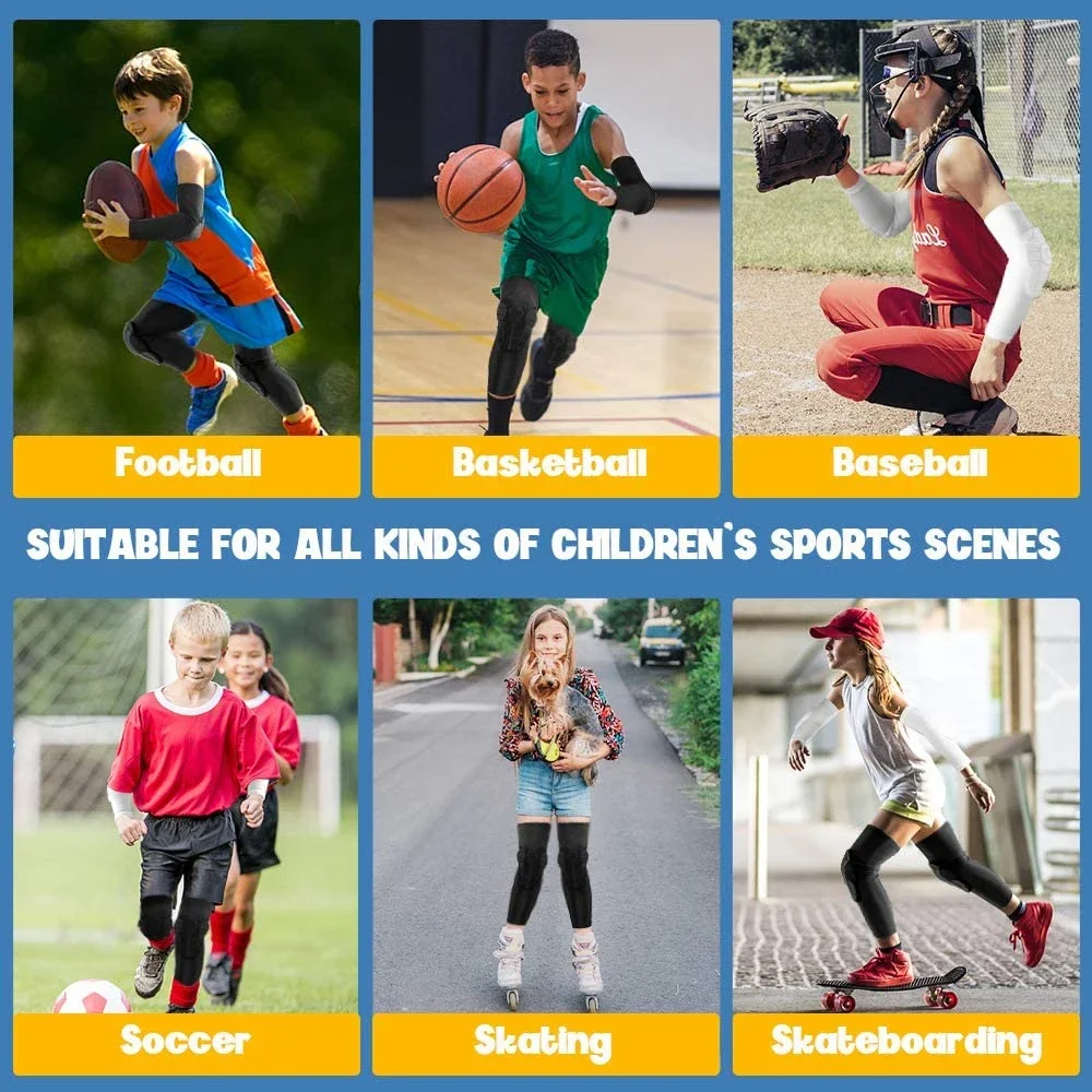 Genouillères de compression en accent d'abeille pour enfants et jeunes, équipement de protection pour le basket-ball, le football, le volley-ball, le cyclisme