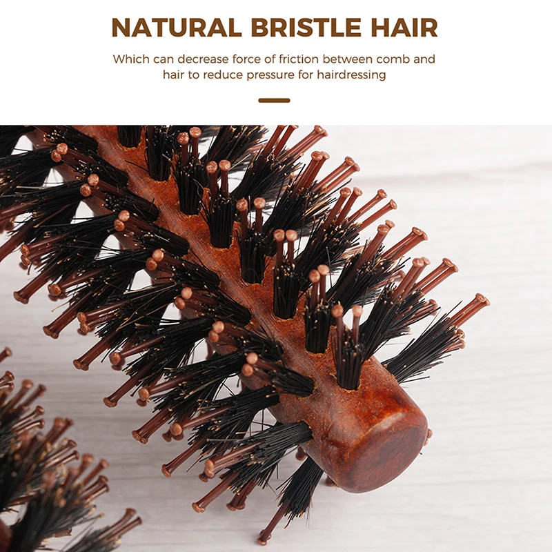 Anti-Static Wood Boar Bristle Round Styling Brush