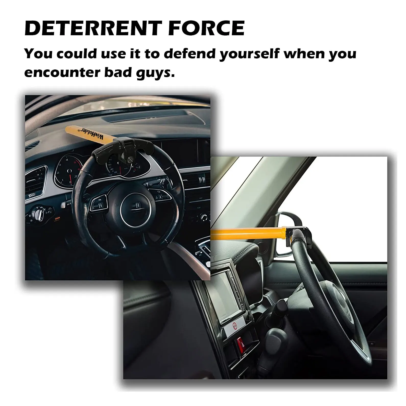 Universal Car Steering Wheel Lock Fit Maximum Security Steering Anti-Theft T-Bar Wheel Immobiliser
