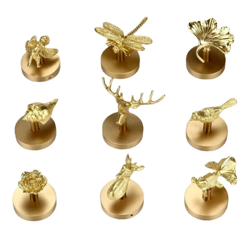 Brass Perforation-free Nail Free Hook Coat Hook Behind The Entrance Door European Creative Wall Hanging Wall Decoration Hook 6