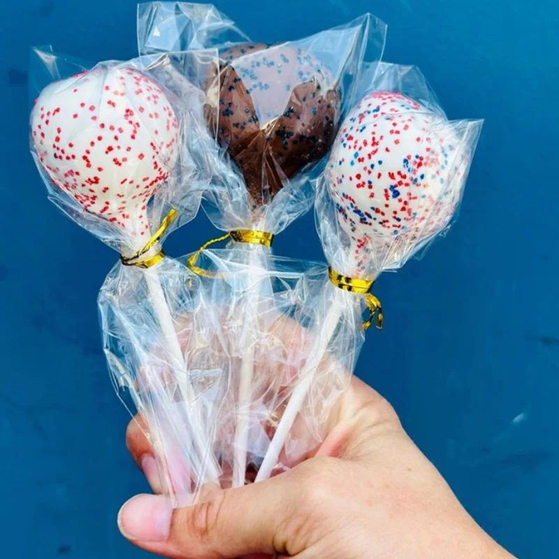 50/100 Stück klare lange Süßigkeiten-Leckerli-Beutel aus Zellophan, Kekse, Lutscher, Plastiktüte, Lebensmittel-Geschenkverpackung, Hochzeit, Geburtstag, Dekoration, Zubehör – Detail 3