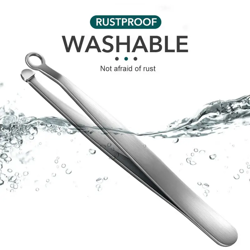 Nose Hair Trimmer Tweezers Stainless Steel Eyebrow Hair Clipper Portable Hair Trimming Care Tool with Organizer Pouch 3