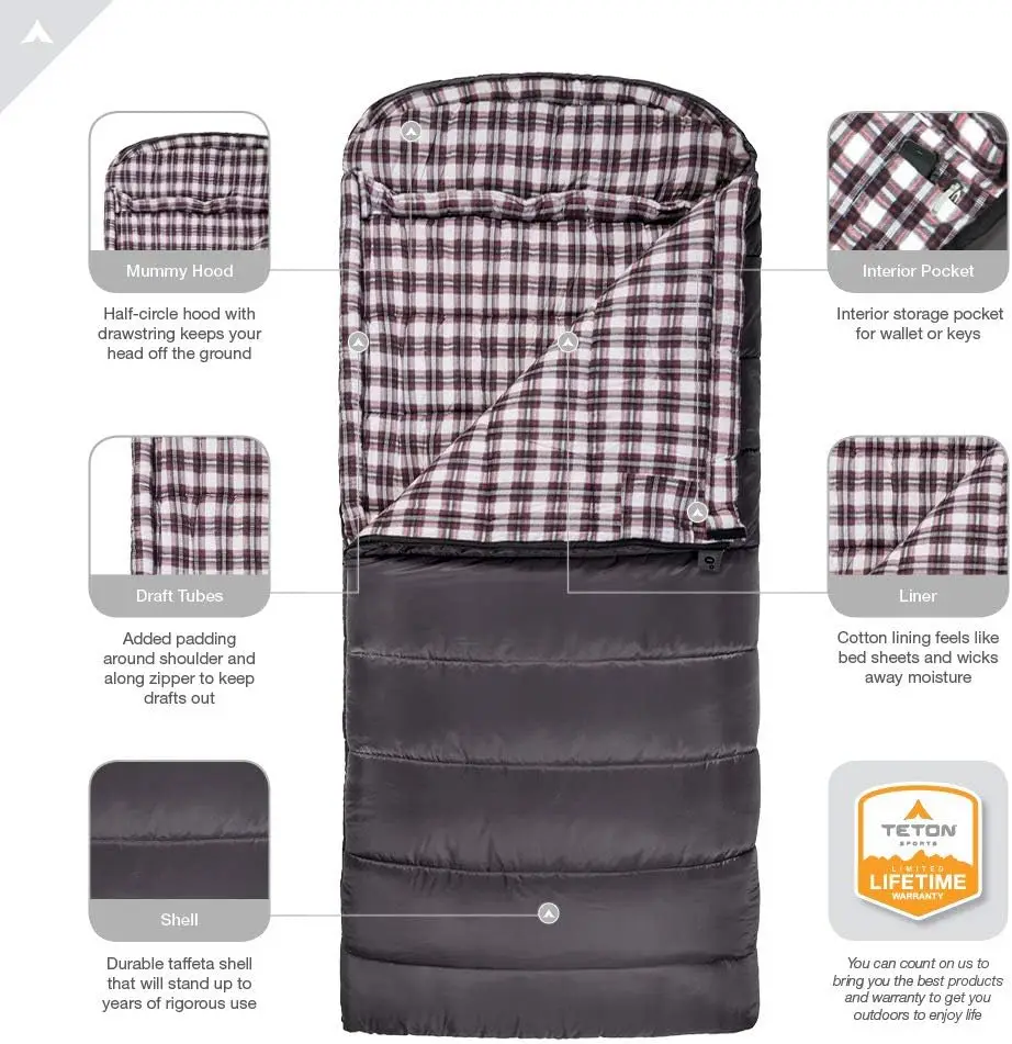 Oversize Sleeping Bag, -25, 0, 20 Degree, Comfortable Camping Extra Wide Sleeping Bags for Adults, Men, Women