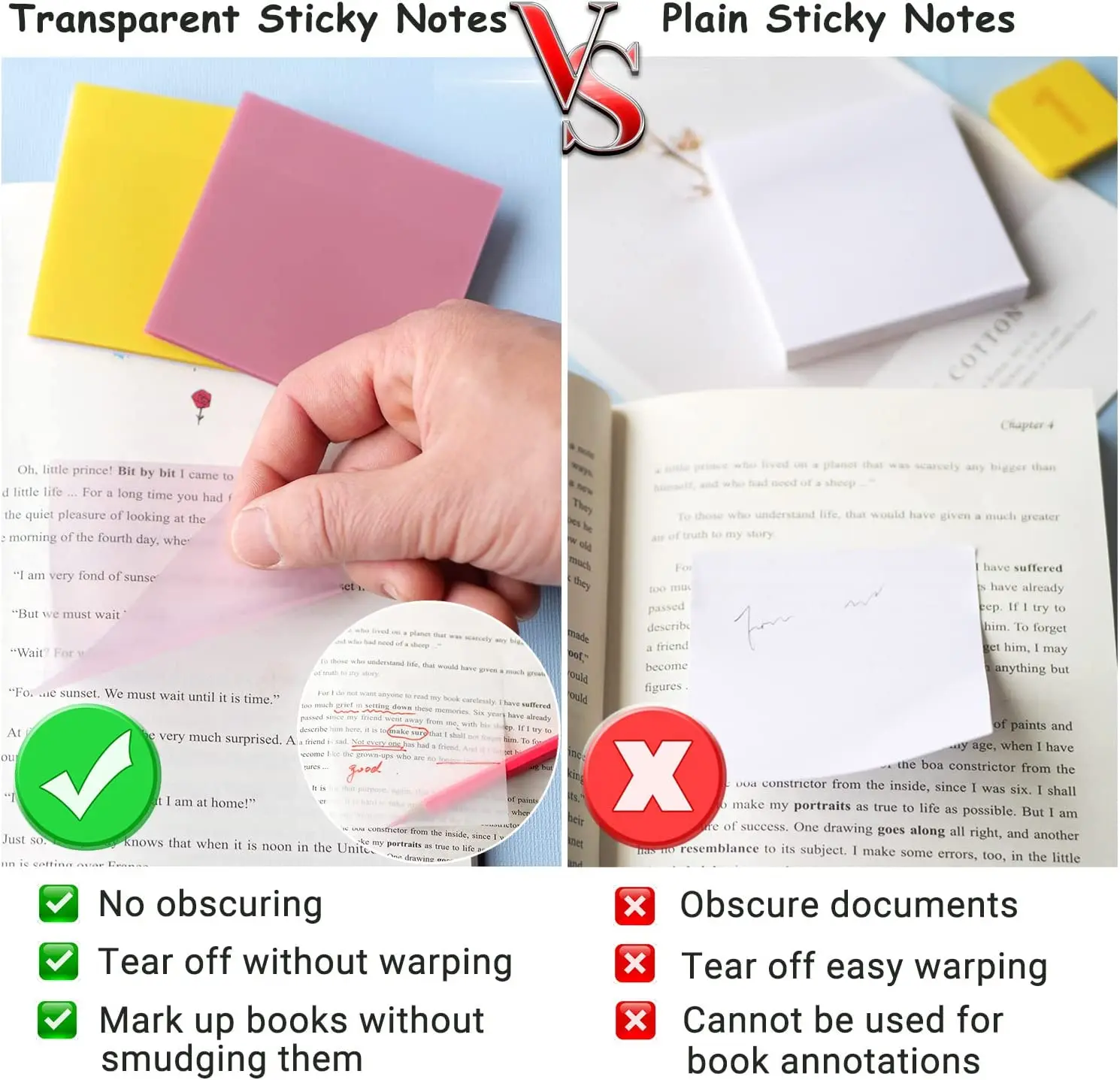 50/100 fogli trasparenti impermeabili postati It Sticky Notes per libri  blocchi per appunti postit per cancelleria scolastica forniture per ufficio  - AliExpress