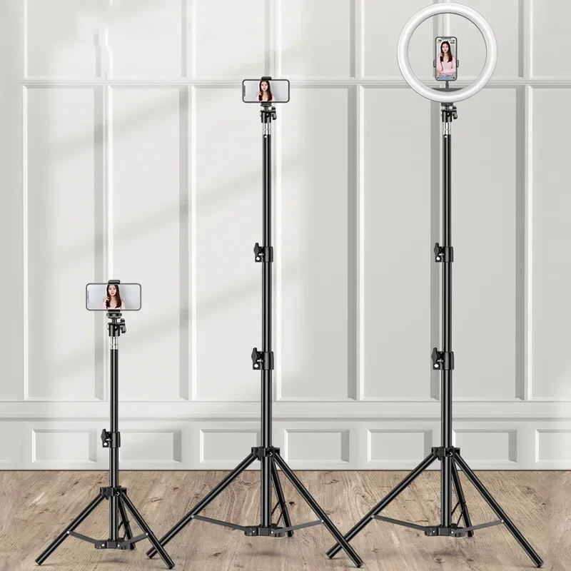 foldable tripod smartphone tripod phone tripod light stand tripod selfie stick phone holder camera accessory camera tripod cell phone tripod 160cm Live Broadcast Tripod Landing Type Camera Anchor Selfie Light Frame Metal Thermometer Phone Holder