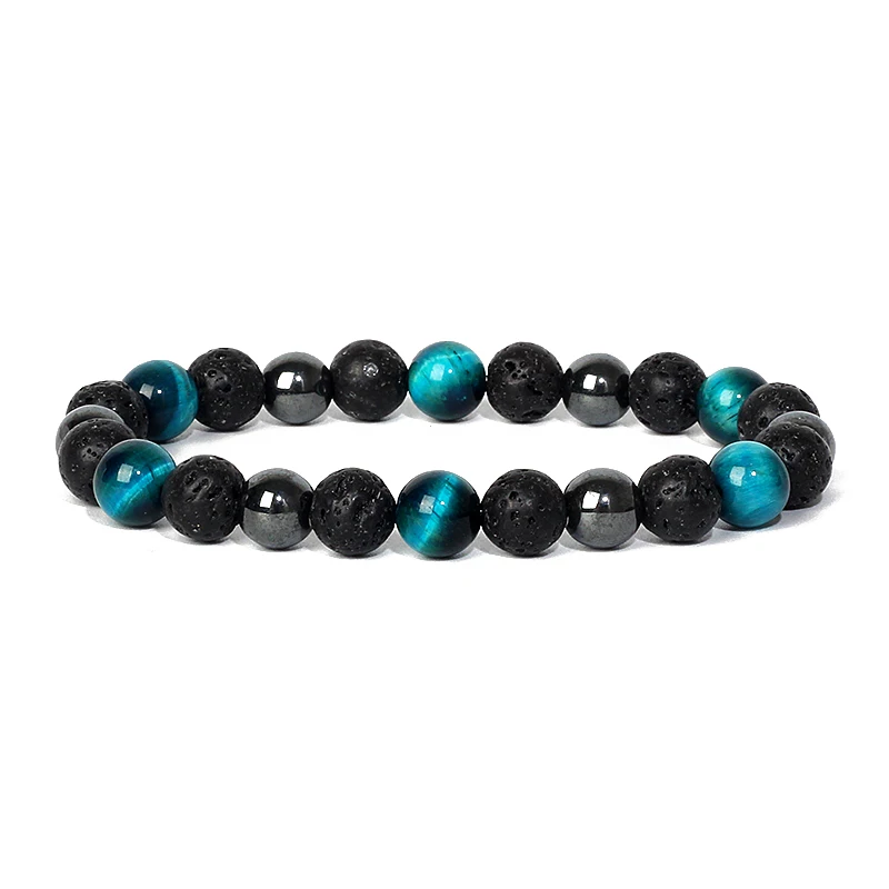 New Tiger Eye Stone Bead Couple Bracelets for Women Magnetic Hematite Bracelets Men Health Care Magnet Help Weight Loss Jewelry
