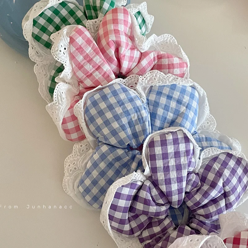 

French Heavy Industry Lace Cut-out Ruffles Large Hair Band Large Hair Rope Cute Hair Accessories Headwear Elastic Hair Bands