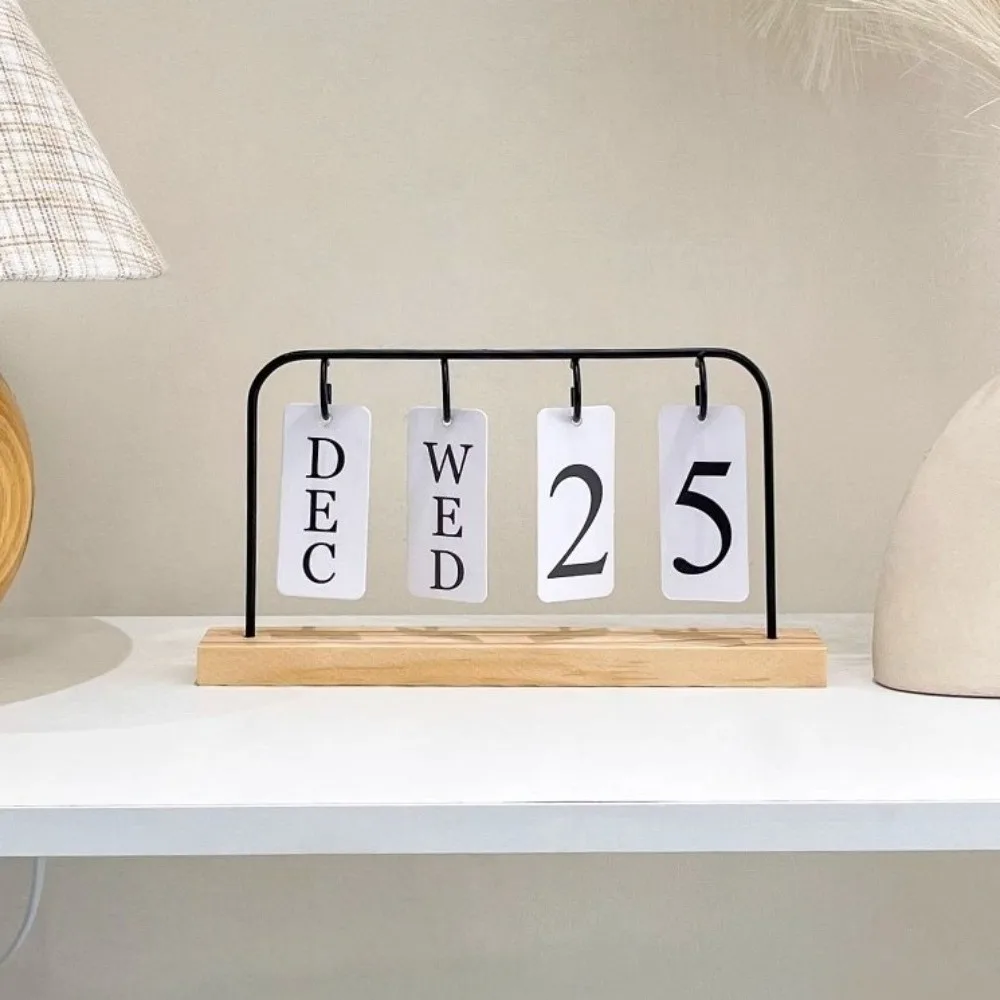 New Wooden Desktop Flip Calendar Vintage Creative Series Standing Calendar DIY Date Display Wooden Calendar Office Decoration