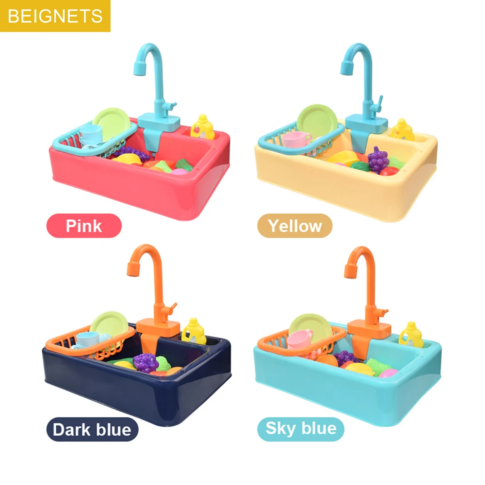 

Kitchen Sink Toys Simulation Dishwashing Set Pretend Play Mini Kitchen Food Educational Summer Toy Role Playing For Kids