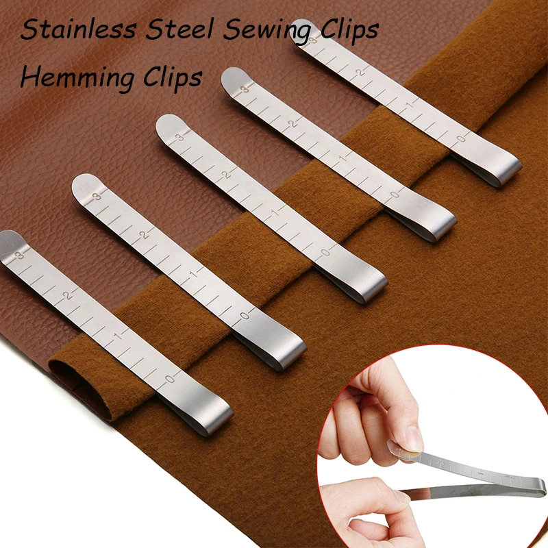 5Pcs Stainless Steel Sewing Clips Hemming Marking Accessories 3 inches Measurement Quilting Ruler Supplies |