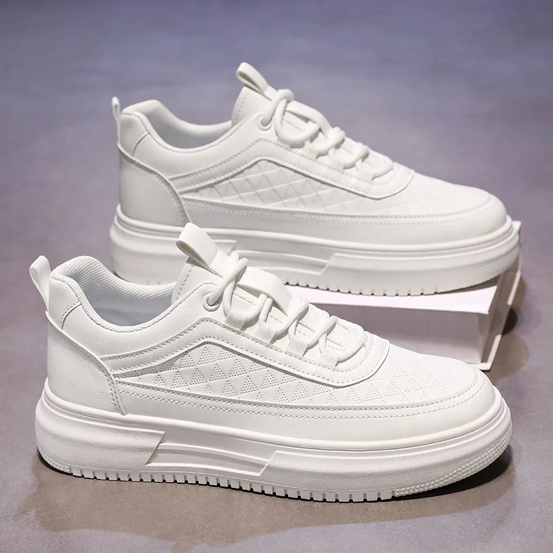 Fashion Men White Shoes All-match Korean Man Casual Sneakers Platform Boys Outdoor Board Shoes Breathable Comfy Sneakers