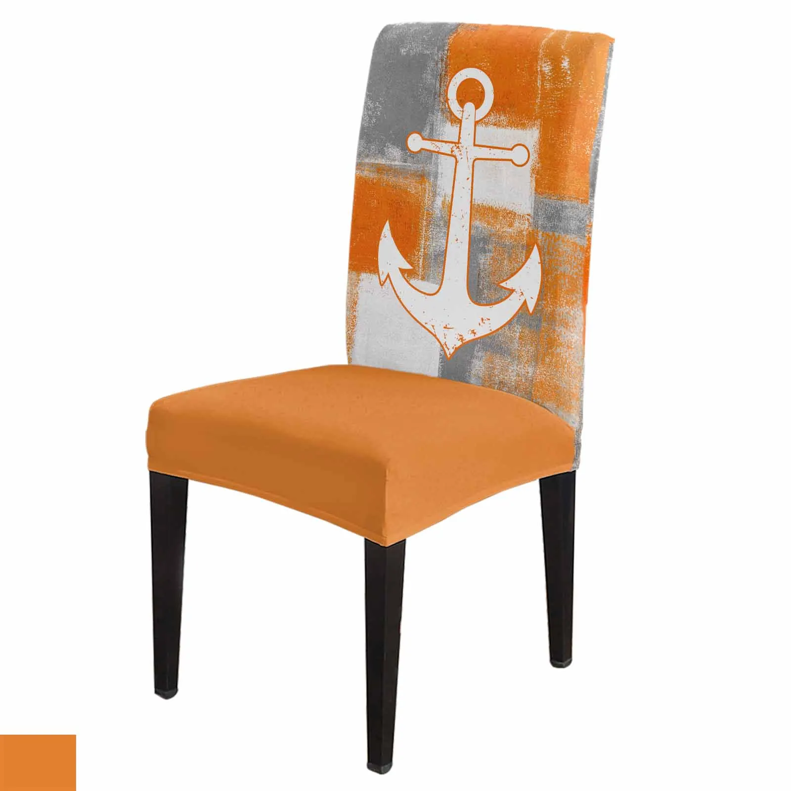 

Retro Abstract Paint Anchor Dining Chair Covers Spandex Stretch Seat Cover for Wedding Kitchen Banquet Party Seat Case