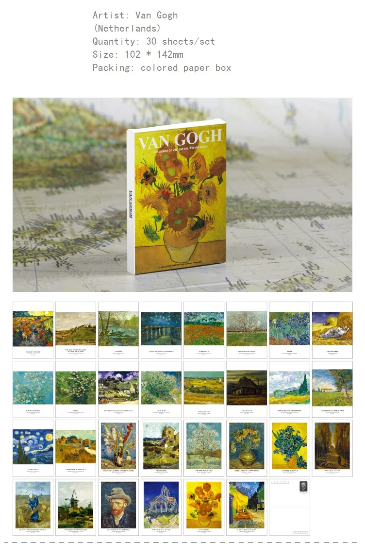 Wholesale Boxed Postcards Art Theme Greeting Message