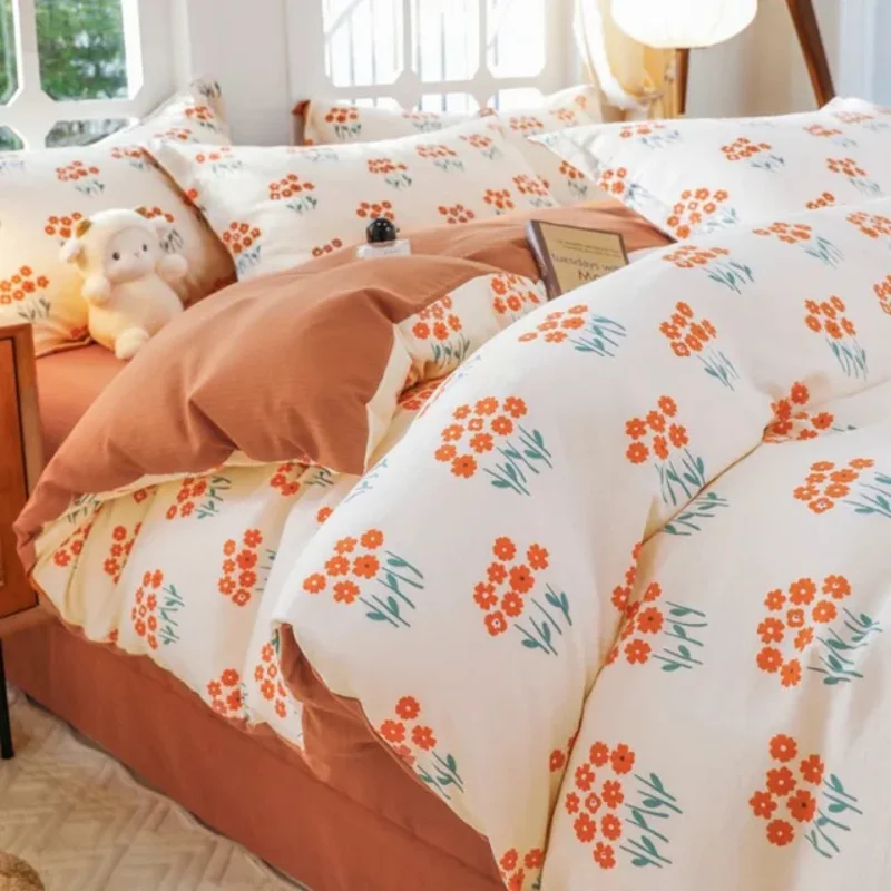 

High quality floral printed 100% polyester king size bedding set cozy breathtable duvet cover set with sheets blanket cover sets