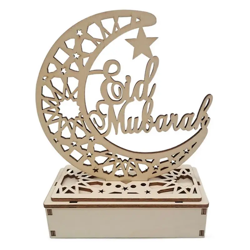 

Eid украшение Мубарак светодиодный деревянный лунный украшения на Рамадан Ornaments для самостоятельной сборки для домашнего исламского фестиваля