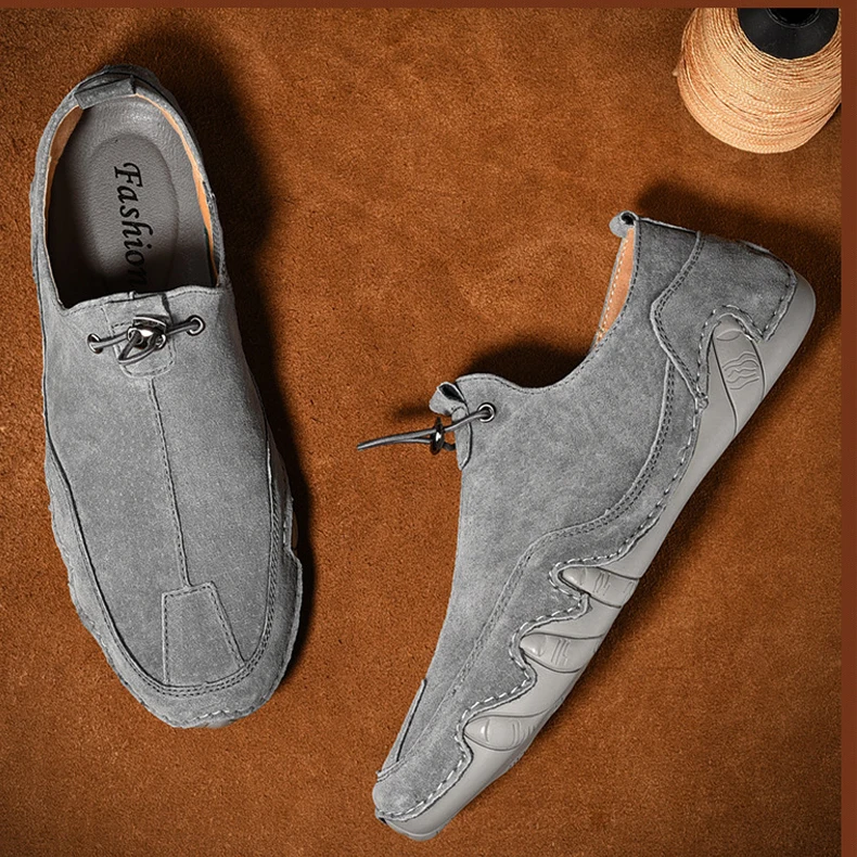

2022 Mens Sneakers Casual Slip On Loafers Outdoor Light Flats Autumn Genuine Leather Shoes Comfortable Solid Color Mens Sneakers