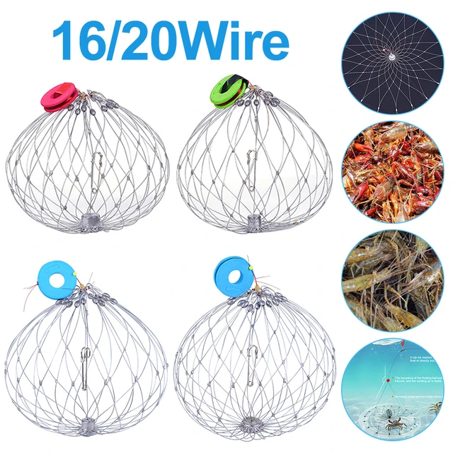 Fish Baskets Steel Wire Crab Fishing Traps for Saltwater Seawater (20 wire)