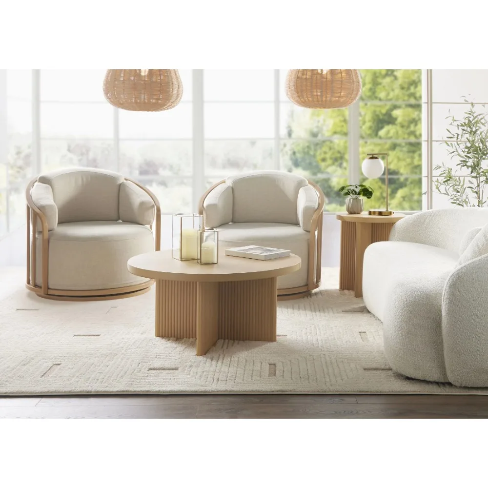 Classically contemporary coffee table, low-profile with influence, living room, sitting area, Natural Pine Finish/Black Finish 3