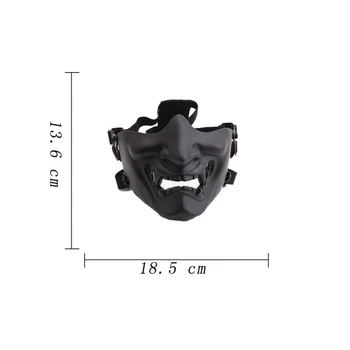 REikirc Tactical Half Face Demon Samurai Mask Airsoft BB Gun Military Mask CS Party Cosplay Halloween Masks 6