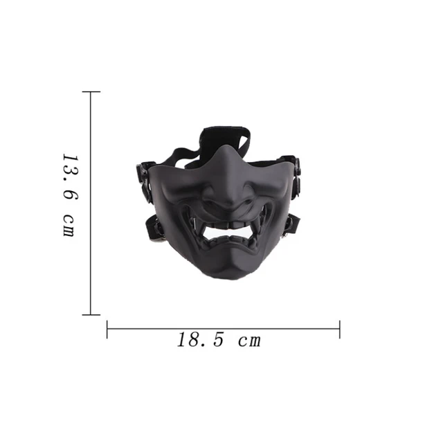 REikirc Tactical Half Face Demon Samurai Mask Airsoft BB Gun Military Mask CS Party Cosplay Halloween Masks 6