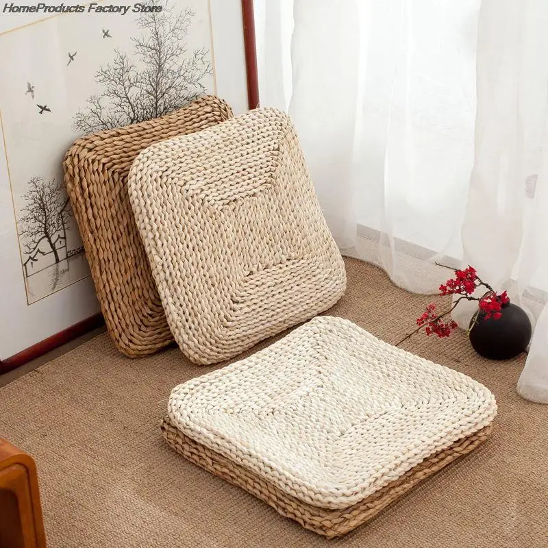 

Japanese Style Straw Futon Rattan Woven Meditation Cushion Seat Pouf Tatami Yoga Mat Living Room Bay Window Balcony Floor Mat