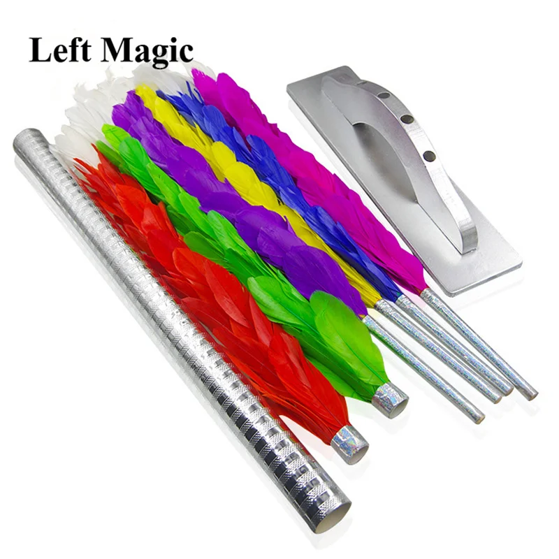 색상 변경 깃털 먼지 떨이 마술 트릭 지팡이 나타나는 색상 변경 꽃 무대 Magia Wand Magie Illusion Gimmick Props