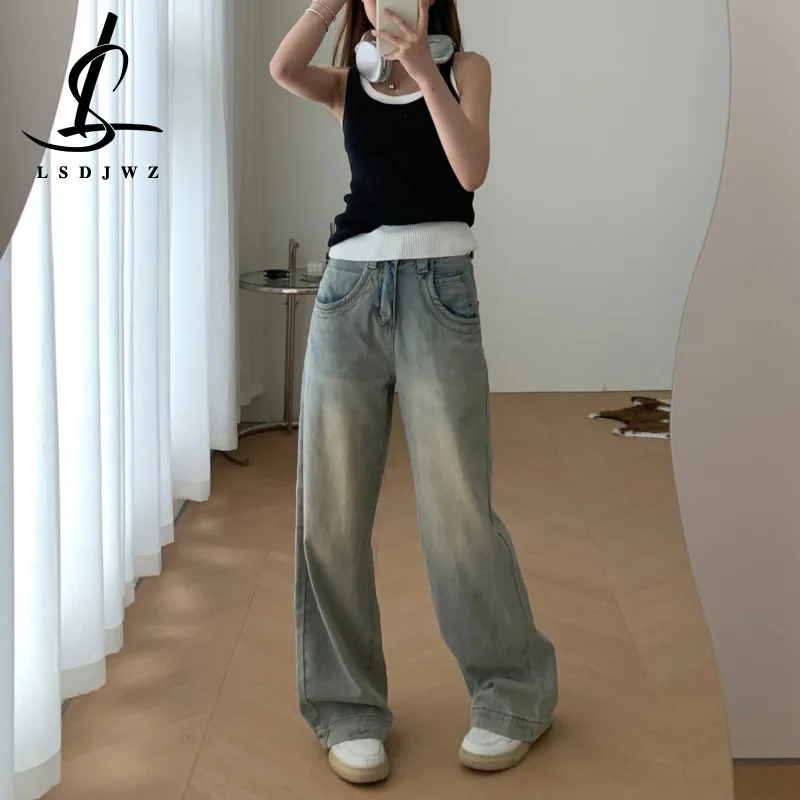 

Y2k Women's Jeans 2023 Trend Vintage Clothes Blue Jeans Woman High Waist Female Clothing Streetwear Denim Pants Korean Fashion