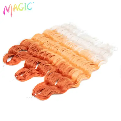 Anna Synthetic Hair 24 Inch Water Wave Braiding Hair Extensions Ombre Blonde Deep Wave Afro Curl Twist Crochet Hair for Women - Image 39